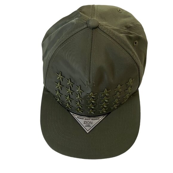 Zion Classic Snapback Hat Olive Green with Embroidered Stars One Size - Picture 2 of 9